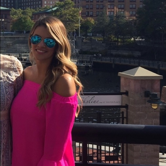 Eye of the Needle Off Shoulder Pink Dress, Size Small - Picture 7 of 7